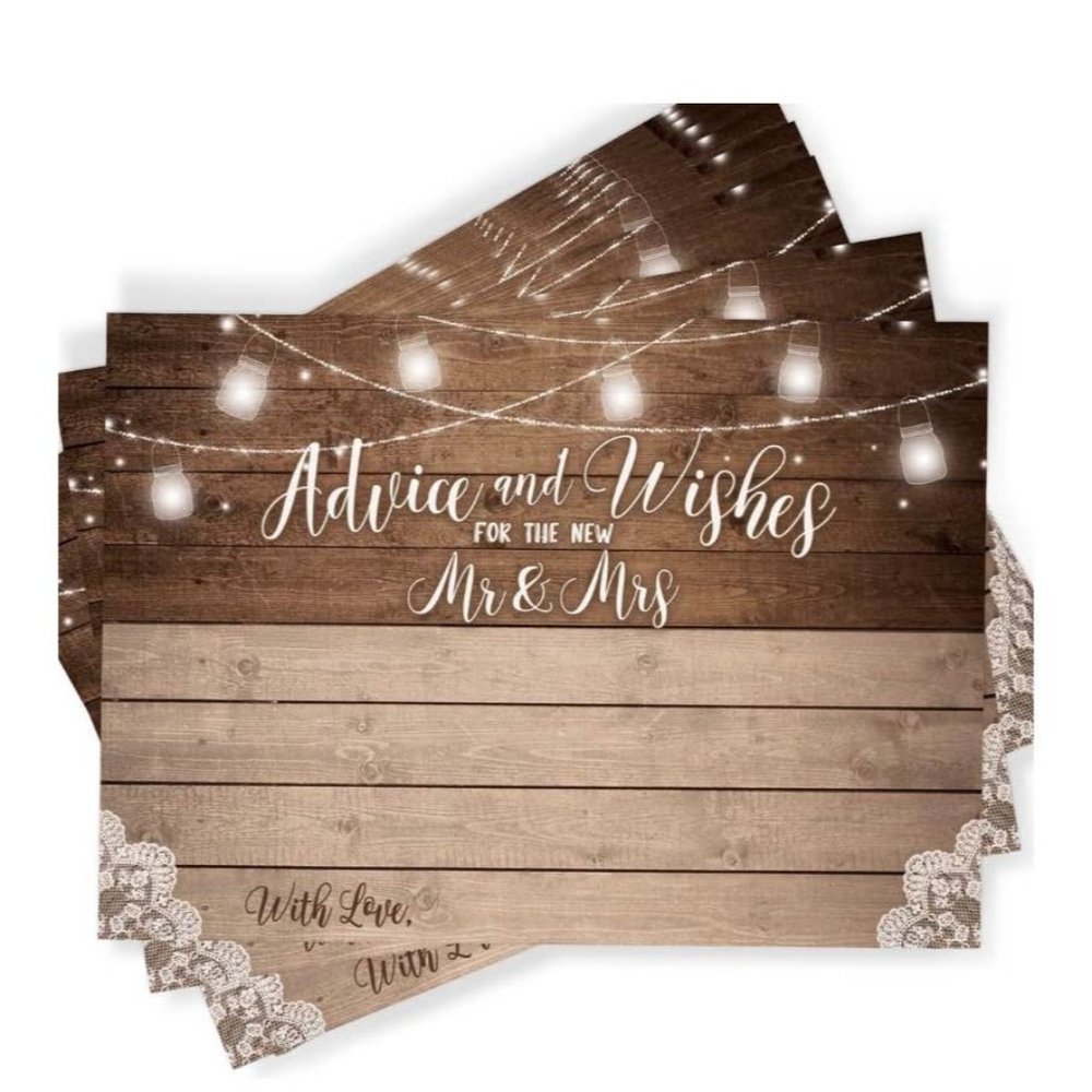 50 Rustic Wedding Advice Cards & Well Wishes for Bride & Groom Guest Book